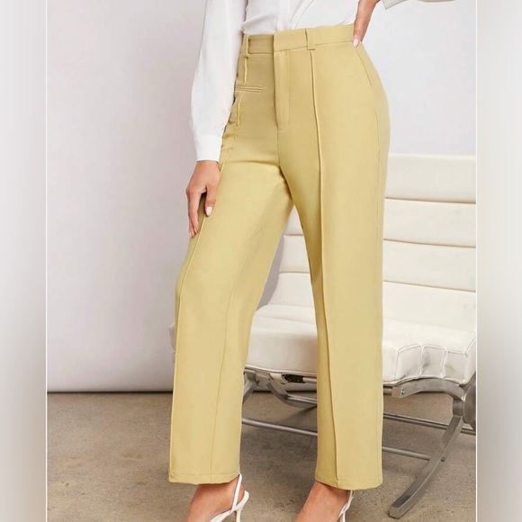 Ghospell Pants - NWT Ghospell Chic Yellow Straight Leg Women's Pants